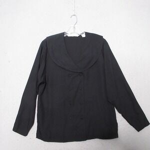 Vintage Express Top Black Sailor Collar Double Breasted 90s Minimalism Y2K Goth